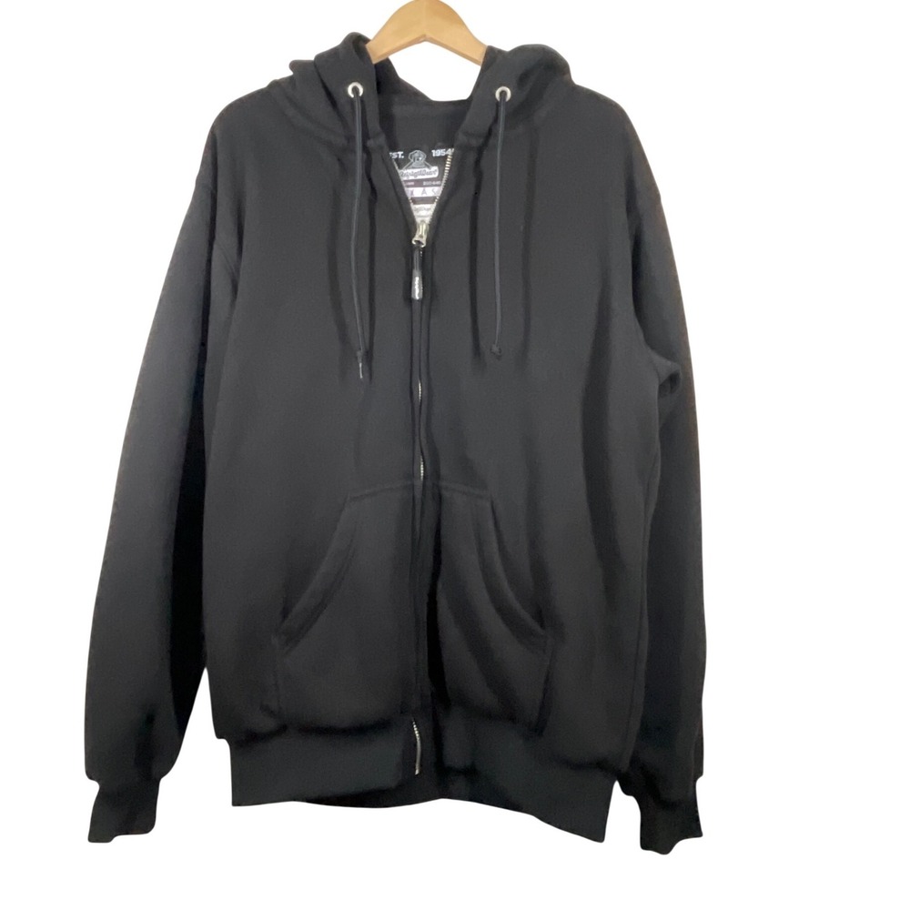 RefrigiWear 0487R Mens Black Thermal Lined Zip Up Hoodie Jacket Large L/G